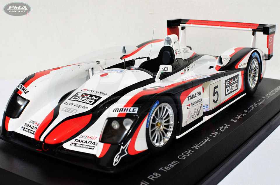 RINALDO CAPELLO, SEIJI ARA, TOM KRISTENSEN 2004 AUDI SPORT TEAM JAPAN GOH AUDI R8 1:18